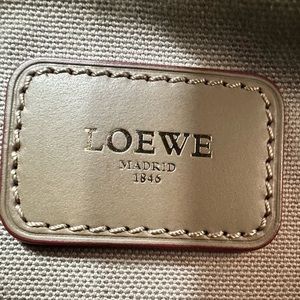 Loewe Boston Canvas Bag with lock and key gold hardware